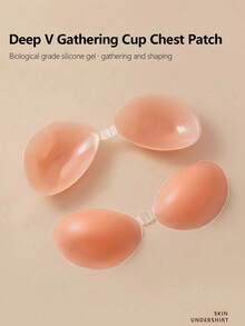 Small Bust Enlarge Bra Breast Lift Tape, Silicone Backless Strapless Push Up Bra Invisible Nipple Cover Boob Pads For Dress, Lingerie, Wedding Gown - Multicolor - View 5