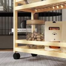 3-Tier Bamboo Serving Cart, Rolling Kitchen Cart, Multipurpose Cart With Handle, Storage Cart For Office, Living Room, Kitchen, 55 X 20 X 75 Cm, Natural Wood - Natural Color - View 7
