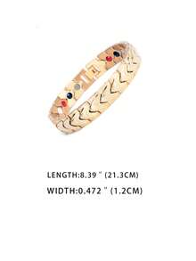 Colección de pulseras de eslabones ajustables de acero inoxidable con textura chapadas en oro - Oro del corazón - Ver 2