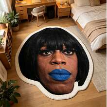 1pc Abstract Short Hair Human Head Pattern Shaped Rug, Quirky & Funny, Halloween Theme, Decorative Rug, Bedroom Decor, Small Rug, Rug, Home Decor, Living Room Rug, Living Room Small Rug, Bedroom Rug, Living Room Home Decor, Outdoor Rug, Washable Rug - Multicolor - View 2
