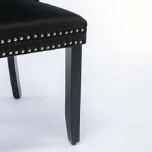 Set Of 2 Tufted Velvet Dining Chairs, Solid Wood Legs, Modern Style For Kitchen And Living Room - Black - View 11