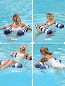 Silla de descanso inflable con respaldo, cama inflable para piscina, silla de descanso inflable con patrón de margarita, balsa flotante para adultos para piscina y playa de verano, flotador multifunción 4 en 1 para piscina, suministros para fiestas, regalo de verano, silla de descanso flotante para piscina, flotador inflable para piscina, adecuado para piscina, playa, flotador de ocio para vacaciones de verano - Múltiples estilos - Ver 5