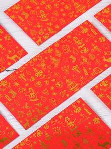 24/12/1pc Christmas Red Envelope, Gold Foil Design Christmas Cash Envelope, Merry Christmas Decoration, Christmas Party Supplies, Home Christmas Decor, Christmas Gift, Winter Decoration, Christmas Decor, Christmas Decoration, Christmas Decoration - Red - View 5