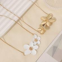 Collar con colgante de flor ajustable - Dorado - Ver 4