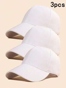 1pc Solid Adjustable Size Casual Baseball Cap, Sun Protection,Summer,Beach,Holiday,Festival,Travel - White - View 5