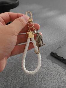 1pc Fashionable European & American Vintage Personalized Premium Leopard Animal Keychain Bag Charm, Suitable For Men's Car Key & Bag Decoration - Multicolor - View 3