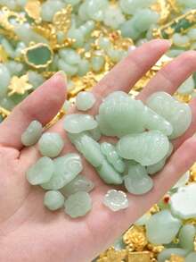 20/50pcs 5~34mm Green Mixed Alloy Bead Charms Random Mixed Imitation Jade Pendants Vintage Style DIY Craft Supplies For Earrings & Jewelry Making - Random Mixed - View 6