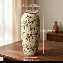 Vintage Ice Crackle Ceramic Vase, Light Luxury Pastoral Decor For Living Room, Hydroponic Flower Arrangement, Dried Flower Holder, Lotus Style, Satisfying Gift - 1PC - View 6