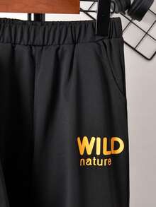 Vihyde Set Olahraga Kasual untuk Anak Laki-Laki Usia Remaja: Kaos Lengan Panjang Bergambar Huruf dan Celana Jogger - Hitam - View 8