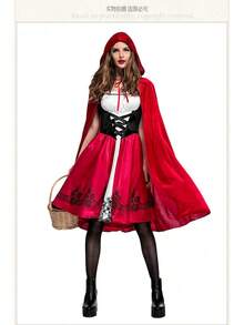 Pinse Clothing - Disfraz de Caperucita Roja para Halloween, Estilo Europeo y Americano, para Adultos, Ideal para Fiestas de Cosplay, Éxito de - Rojo - Ver 10
