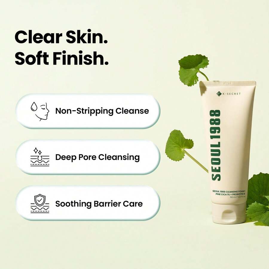 K-SECRET - SEOUL 1988 Cleansing Foam 150ML: Pine Cica 1% + Probiotics - Cleansing Foam - soothing skincare - View 1