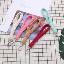 1pc Fashion Creative Handmade Knitted Yarn Rope Keychain, Gradient Braided Rope Portable Bag Accessory, Girls Daily Decoration Small Gift Party Pendant - Multicolor - View 4
