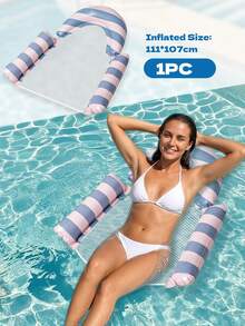Striped Inflatable Pool Float Chair, Breathable Mesh Water Hammock Lounge, With Support Air Cushion, Ergonomic Adult Pool Float, Suitable For Summer Pool Party, Beach, Lake Sunbathing - 彩色 - 查看 11