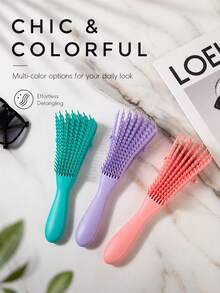 1pc Octopus Comb Hair Massage Straightening Comb Detangling Comb Styling Comb - Multicolor - View 3