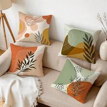 4pcs Bohemian Geometric & Botanical Pattern Pillow Covers, Single-Sided Print, Suitable For Living Room, Bedroom, Home Decor, All-Season Use - Multicolor - View 10