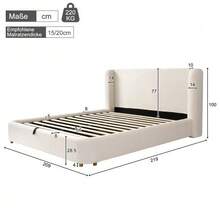 Upholstered Bed, Double Bed, Hydraulically Adjustable Bed, Slatted Bed, Headboard And Large Storage Space, Upholstered Headboard, Beige Looped Fabric, 160 X 200 - 米色1 - 查看 5