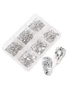 Nueva caja de cristales de diamantes de colores con base plana de varios tamaños para decoración 3D de arte de uñas, strass - Rosa Pálido - Ver 13