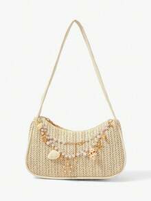 Bolso de hombro con cadena de perlas y estrellas de mar