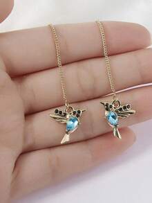 1 Set Exquisite Hummingbird Shaped Sparkling Rhinestone Earrings, Elegant And Cute Style, Delicate Gift - Hummingbird Earrings - View 7