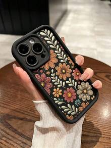 Fashion Floral Pattern Anti-Drop Phone Case Compatible With 11/12/13/14/15Pro Max - Negro - Ver 9