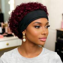 Pixie Headband Curly Wig Human Hair Wig Full Machine Made Wig - Multicolor - View 9