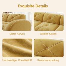 Sofa 204 cm aus Chenille fuer Zuhause - Gelb - Übersicht 7