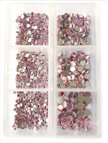 Nueva caja de cristales de diamantes de colores con base plana de varios tamaños para decoración 3D de arte de uñas, strass - Rosa Pálido - Ver 4