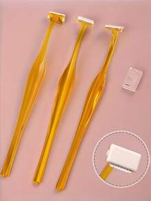 3件/1件組 T型不鏽鋼安全修眉刀 臉部修容工具 眉毛修型化妝工具 - 彩色 - 查看 3