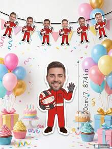 6/12/18pcs Custom Race Car Driver Photo Banner,Personalized Racing Photo Garland, Race Car Driver Banner For Backyard Race Parties - Multicolor - View 6