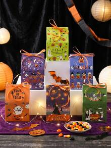 12pcs Halloween Gift Boxes With Ribbon, Pumpkin, Ghost, Bat Pattern, House Shaped Gift Boxes, Candy Boxes, Chocolate Boxes, Halloween Gift Packaging Supplies, Trick Or Treat Gift Boxes, Halloween Party Small Gift Boxes, Halloween Decoration, Halloween Party Supplies, Happy Halloween Party Decoration, Halloween Gifts, Party Small Gifts - Halloween Mix - View 5