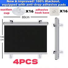 1/2/4pcs Portable Blackout Roller Blinds With Suction Cups, Sun Protection, Heat Insulation, Privacy Window Shades, No Installation Required, For Home/Bedroom/Office/Bathroom/Storage Room, Car Sunshade, Suitable For Families And Travelers - Full Shading - View 31