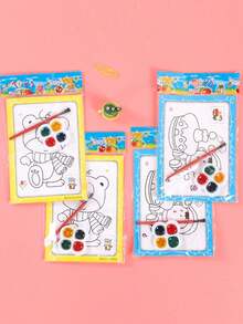 10pcs DIY Watercolor Doodle Boards - Creative Painting Set, Includes 4 Colors Mini Watercolors - Multicolor - View 8