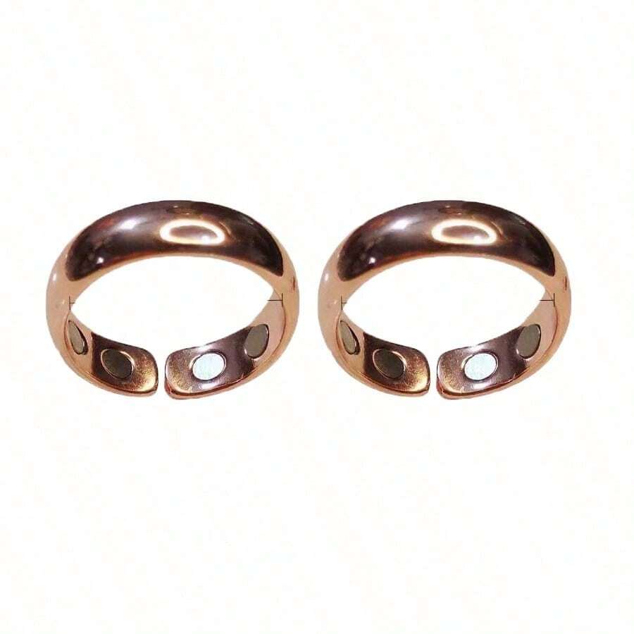 2pcs Unisex Anti-Snoring Rings - Dual Magnetic Therapy Rings, Adjustable Finger Rings, Reusable, No Battery Required, Sleep Aid|Adjustable Ring|Magnetic Ring - Rose Gold - View 1