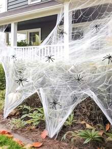 1pc Halloween Stretchable Spider Web, 5 Styles Super Elastic Realistic Spider Web With Spiders, Suitable For Indoor And Outdoor Haunted House Party Decoration - Halloween Spider Web Set - View 7