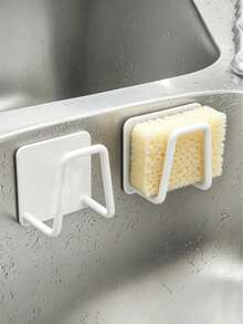 1pc Stainless Steel No-Drill Sink Sponge Holder - Self-Adhesive Kitchen Drain Rack With Drainage Mesh, Suitable For Sponges, Brushes, Dish Soap, Gifts, Wall-Mounted Paper Towel Holder, Bathroom Storage Rack, Stainless Steel Sponge Holder, Wall-Mounted Plastic Wrap Holder, Kitchen Sink Accessories - View 2
