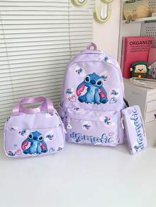 Disney 3件組迪士尼授權中性背包套裝，含小手提包與文具包，開學用多功能可調式休閒背包，戶外收納包、街頭側背包、旅行包、零錢包，拉鍊開合包 - 彩色 - 查看 14