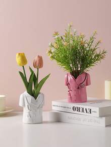 1pc Resin Doctor White Coat Planter, Medical Theme Flower Pot With Stethoscope, Indoor Plant Decorative Planter, Suitable For Home Office Desk Shelf, Also A Creative Gift For Doctors, Nurses, Medical Students - Doctor Vase - View 3