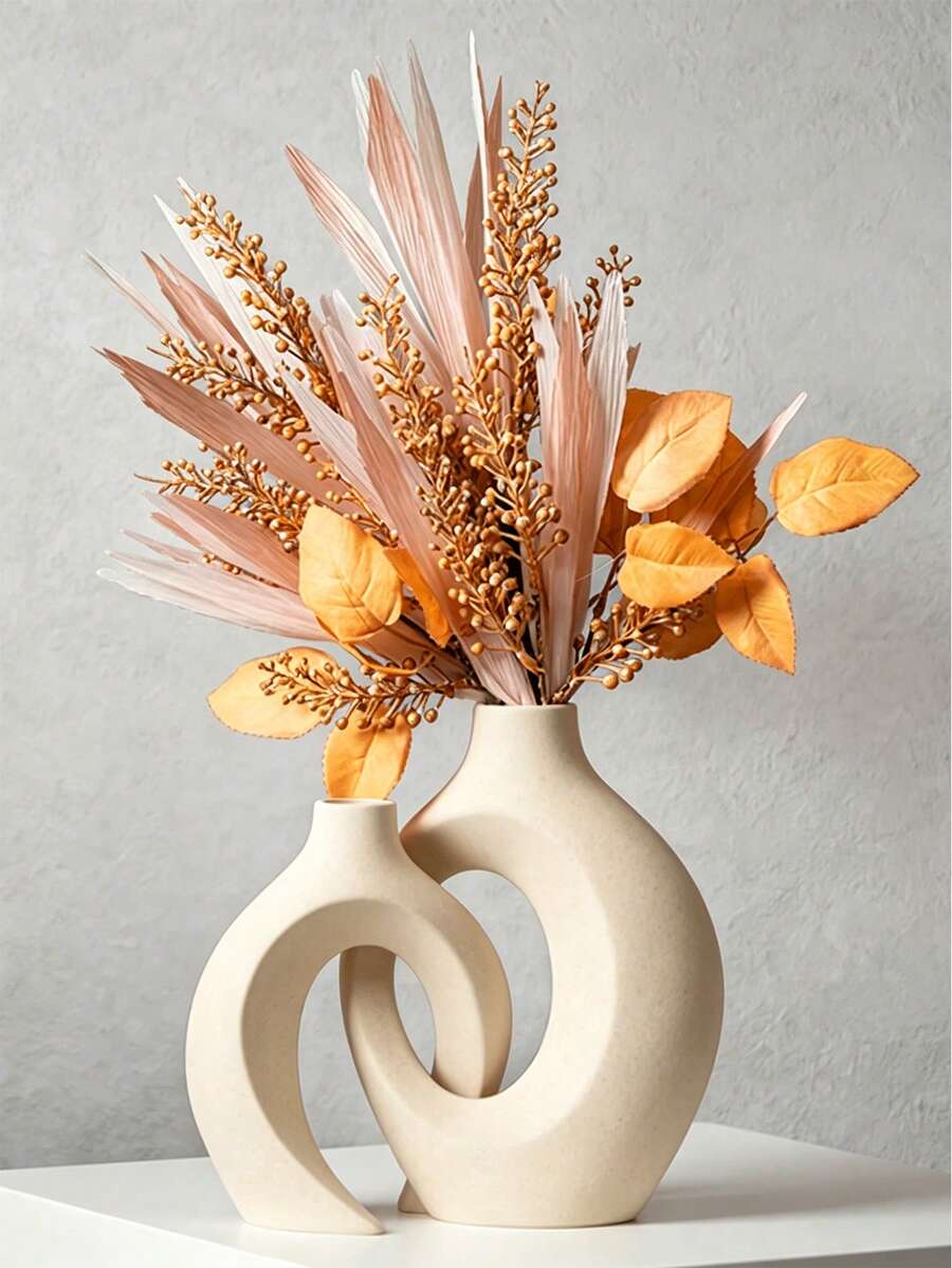 2pcs Creative Couple Series Home Decor Vases, Large And Medium Size Combination Indoor Desktop Ornament, Suitable For Indoor Decoration, All Seasons, Dining Table Centerpiece Vase, Room Decor