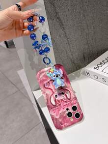 Disney Has Authorized, Phone Case - Chain Set, The Stitch Lilo & Stitch 3D Phone Case Plus A Silicone 3D Stitch Bracelet With Metallic Ring Removable Bracelet, Stitch And Angel Pattern, Compatible With Iphone17/16/15/14/13/12/27/XS/XR/X Plus Pro Max, A Stylish Cartoon Phone Case, The Perfect Gift Choice, Phone Protection, Durable Phone Cover, Great Gift For Friends And Family. - 白色 - 查看 5