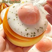 Squishy-Super Thick Fried Egg Toast-1pc-Fried Egg Squeeze Toy-Realistic Food-Stress Relief Toy-Anxiety Relief-Realistic Food Squeeze-Birthday Gift-Back To School Gift-Easter Gift-Christmas Gift - Multicolor - View 9