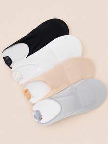 3 Pairs Random Color Women's Solid Color Low Cut Invisible Boat Socks - Multicolor - View 2