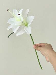 12英吋人造百合花附綠色花莖，逼真仿真百合花頭，假百合花藝裝飾，DIY婚禮新娘禮物，生日派對用品，手持花束，秋季感恩節豐收季，萬聖節家居裝飾，臥室配件，聖誕節 - 彩色 - 查看 14