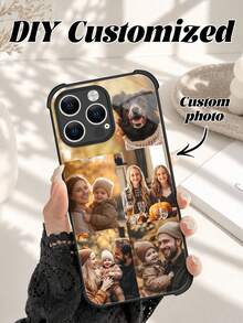 1pc Customized Photo Puzzle Phone Case, Compatible With Iphone 16 Pro Max/16 Plus/16 Pro, Compatible With Iphone 17 Pro Max/17 Pro/17/17 Air, Wedding Customized Image, Gift For Couples, Friends, Family, Graduation - Black - View 3