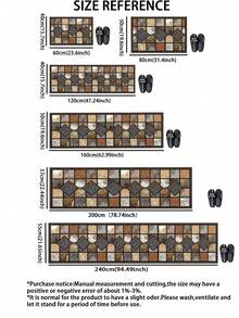 1pc Vintage Tile Pattern Diatomaceous Earth Kitchen Mat, Dark Edged Warm Brown Gray Stone Texture Absorbent Anti-Slip Stain-Resistant Foot Mat, Kitchen Bathroom Entryway Living Room Universal Home Decor Soft Rug - Multicolor - View 2