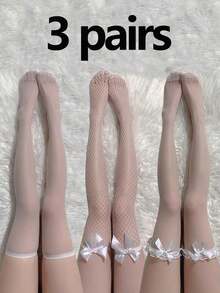 3 Paar schwarze Seiden-Sexy-Strümpfe, können bis über das Knie zerrissen werden; weiße Sexy-Strümpfe; verführerische transparente schwarze Seiden-Strümpfe; E-Girl - Verschiedenfarbig - Übersicht 3