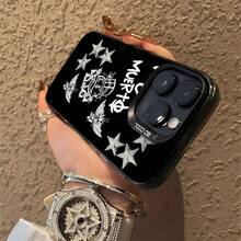 Funda elegante con diseño de dinero y estrellas, compatible con Samsung, Apple, VIVO, OPPO, , ,  y Honor. Fabricada en TPU, ofrece protección contra golpes y caídas. Un regalo ideal para amigos y familiares. - Negro - Ver 5