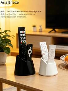 1 buah Rak Organizer Remote Control 2 Slot, Cocok untuk TV/DVD/Blu-Ray Player/Sistem Audio/Konsol Game, Pengorganisasian Media Ruang Tamu/Kamar Tidur, Kotak Penyimpanan Remote Control Dekoratif dengan Ruang Penyimpanan - Beraneka warna - View 2