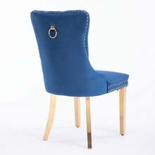 Set Of 2 65 Cm Dining Chairs In Velvet For Kitchen And Dining Room - 藍色 - 查看 6