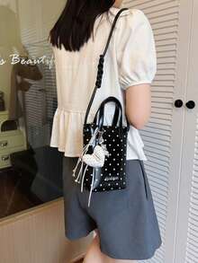 1pc Korean Style Fashion Casual Sweet Polka Dot Lightweight Large Capacity Handbag Crossbody Phone Bag Coin Purse For Women Daily Shopping Commuting Party Holiday Gift - Multicolor - View 11