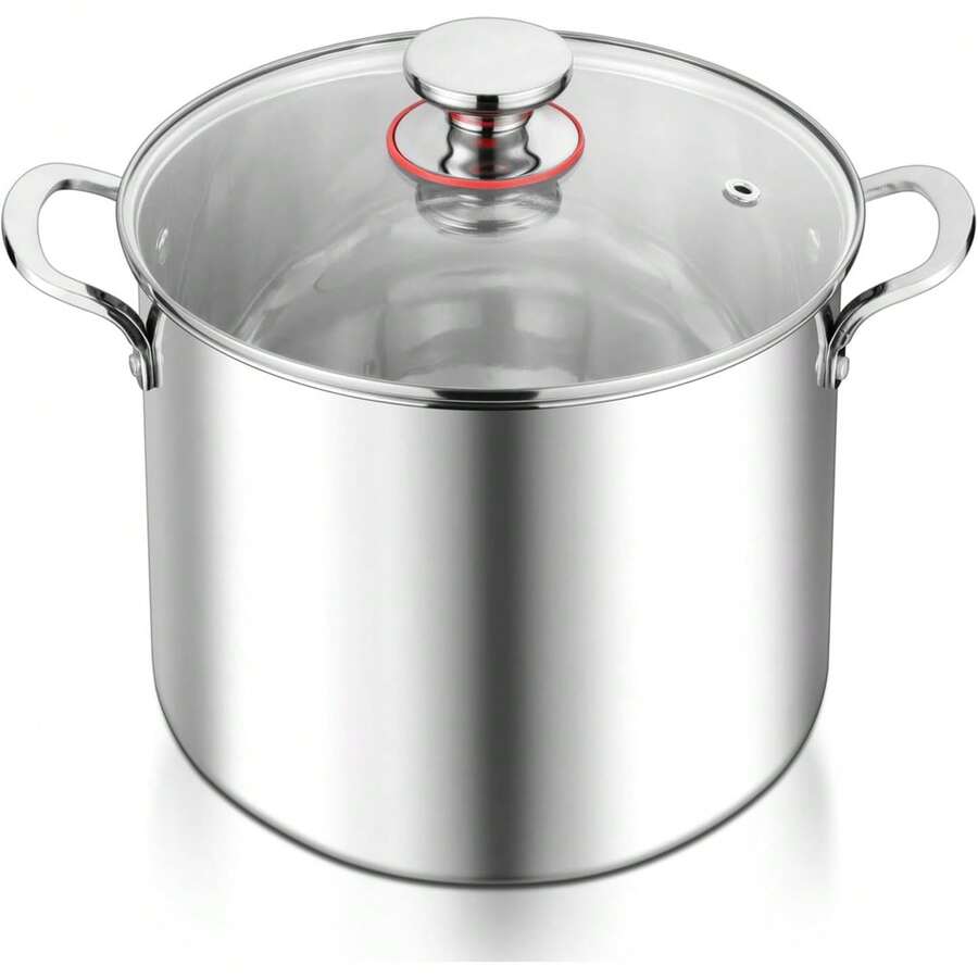 TAIMASI 12-Quart Stock Pot, 18/10 Stainless Steel Stockpot With Lid For Cooking Simmering Soup Stew, Heavy Duty Cookware Works W/Induction, Non-To-Xic & Corrosion Resistant, Dishwasher Safely Christmas Thanksgiving Home Kitchen Cooking Cookware Supplies - View 1